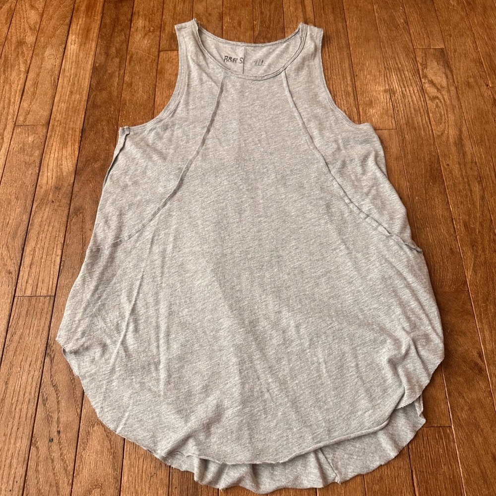 Y2K R&R Surplus Tank Top Womens Medium Raw Hem Exposed‎ Seam Gray Modern USA